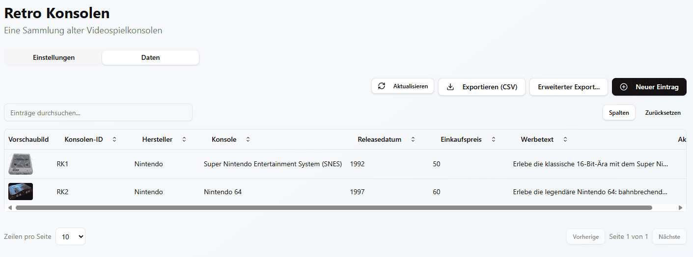 Resell Scan Collection with data tab and export buttons
