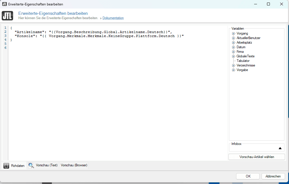 JTL body field with JSON and variables